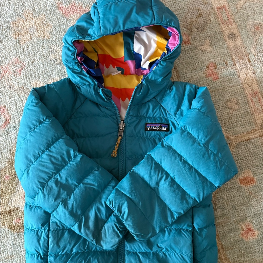 Patagonia Teal Down Reversible Puffer Jacket Size 3